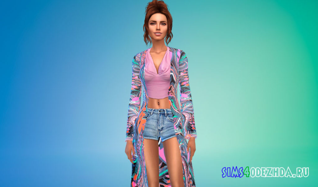Наряд с длинным кардиганом для Симс 4 – фото 3