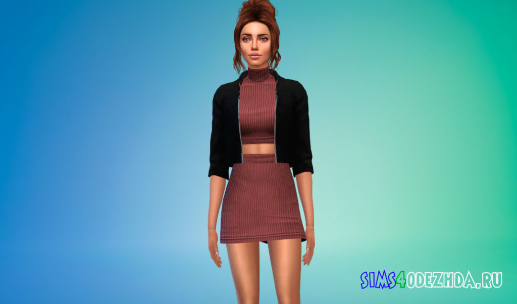 Платье с курткой для Симс 4 – фото 2