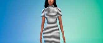 Полосатое платье для Симс 4 – фото 1