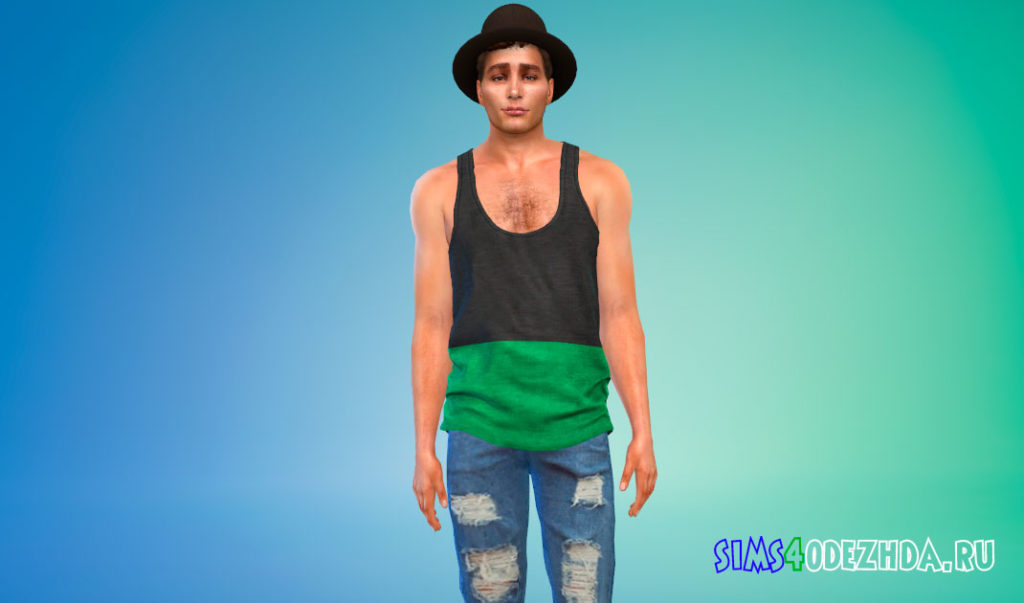 Простая хлопковая майка для Симс 4 – фото 3
