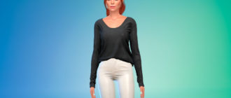 Простой женский лонгслив для Симс 4 – фото 1