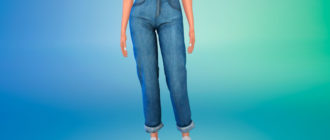 Простые джинсы с подворотами для Симс 4 – фото 1