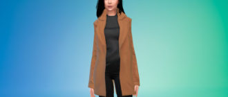 Шерстяное пальто с заправленной кофтой для Симс 4 – фото 1