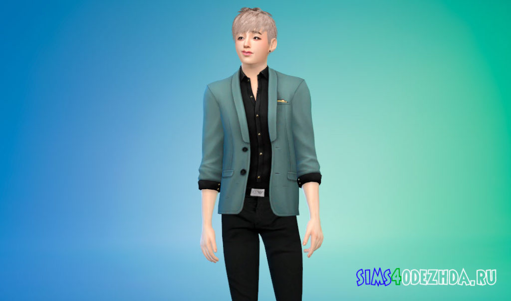 Современный и элегантный пиджак с рубашкой для Симс 4 – фото 2