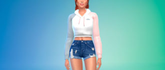 Спортивная короткая толстовка с капюшоном для Симс 4 – фото 1