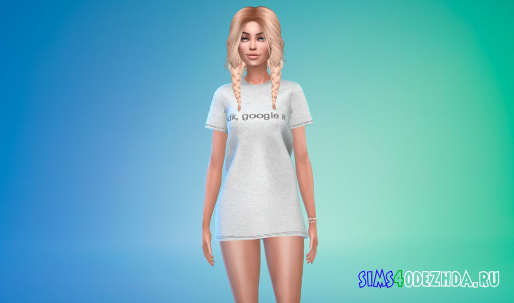 Стильное платье-футболка для Симс 4 – фото 2
