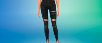 Темные рваные джинсы для Симс 4 – фото 1