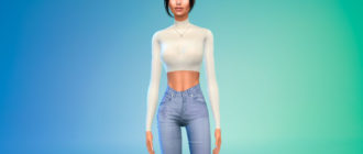 Топ с горлом и длинными рукавами для Симс 4 – фото 1