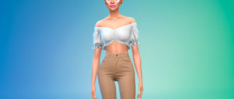 Топ с короткими рукавами и открытыми плечами для Симс 4 – фото 1