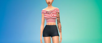 Топ с открытыми плечами и узлом для Симс 4 – фото 1