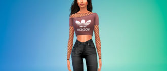 Топ с сетчатыми рукавами для Симс 4 – фото 1