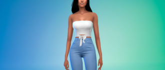 Топ с узлом без рукавов для Симс 4 – фото 1