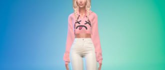 Укороченная толстовка с длинными рукавами для Симс 4 – фото 1