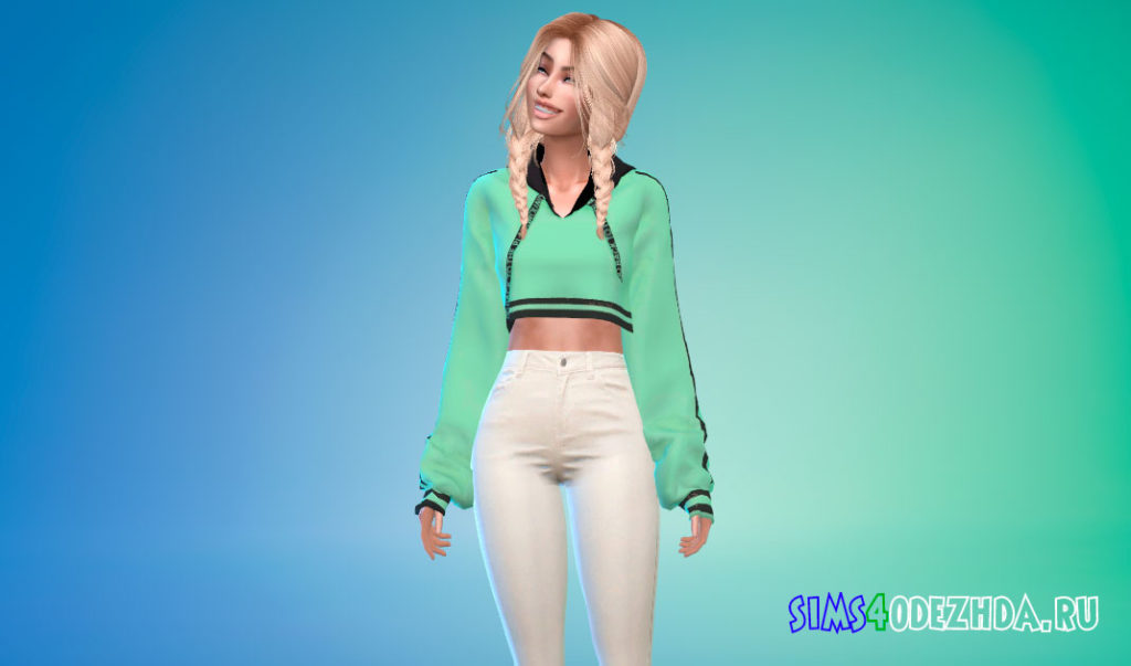 Укороченная толстовка с длинными рукавами для Симс 4 – фото 3