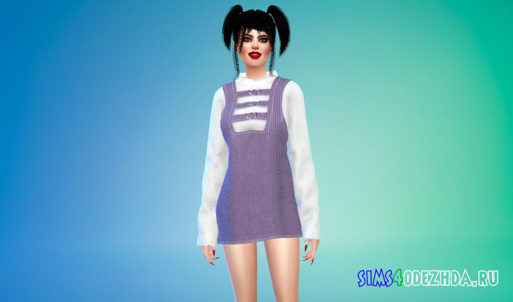 Вельветовое платье для Симс 4 – фото 2