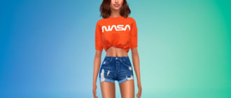 Женская короткая футболка с лого для Симс 4 – фото 1