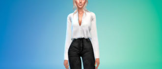 Женская заправленная рубашка для Симс 4 – фото 1