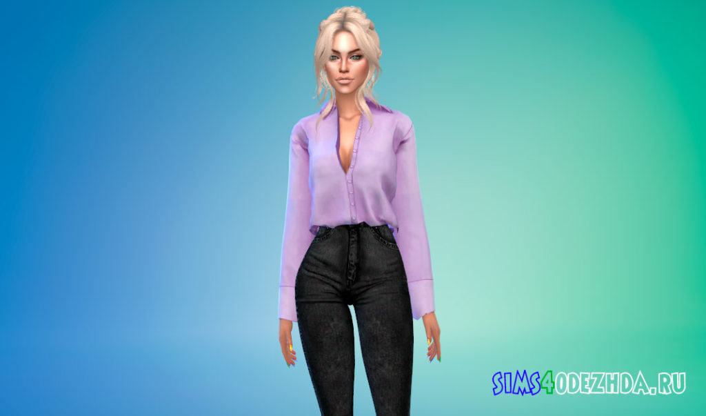 Женская заправленная рубашка для Симс 4 – фото 3