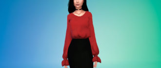 Блузка и свитер с открытыми плечами для Симс 4 – фото 1