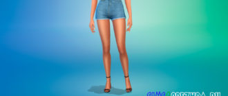 Джинсовые шорты с высокой талией для девушек для Симс 4 – фото 1