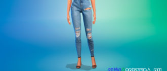 Джинсы-скинни со рваным эффектом для Симс 4 – фото 1