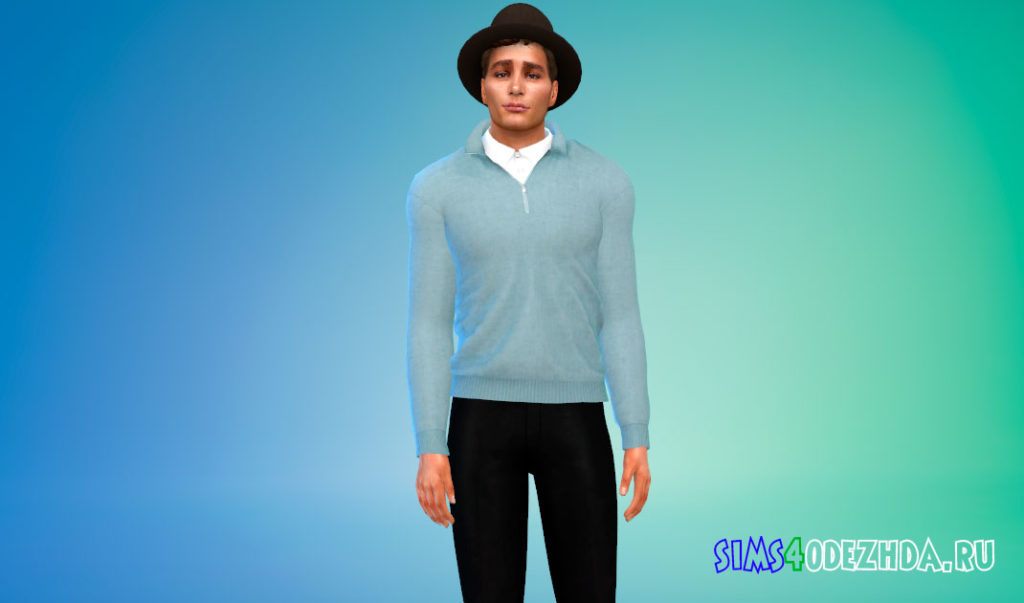 Кашемировый свитер с рубашкой для Симс 4 – фото 3