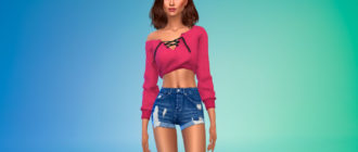 Короткий топ на шнуровке для Симс 4 – фото 1