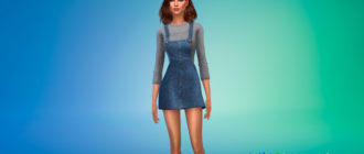 Красивое джинсовое платье-комбинезон для Симс 4 - фото 1