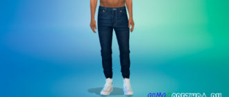 Мужские джинсы с низкой посадкой для Симс 4 – фото 1