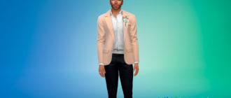 Открытый пиджак с бутоньеркой для Симс 4 – фото 1