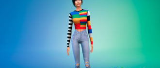 Полосатый яркий топ для Симс 4 – фото 1