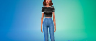 Простая укороченная футболка для Симс 4 – фото 1