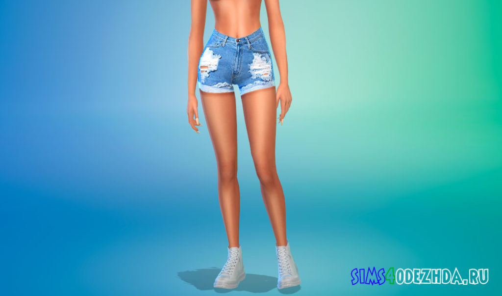 Рваные джинсовые шорты для Симс 4 – фото 2