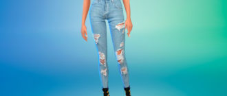 Рваные джинсы скинни для девушек для Симс 4 – фото 1