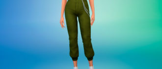 Спортивные брюки с завышенной талией и цепью для Симс 4 – фото 1