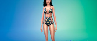 Стильный сплошной купальник на шнуровке для Симс 4 – фото 1