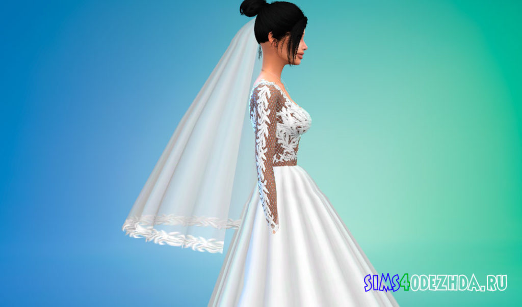 Свадебное платье с фатой для Симс 4 – фото 2