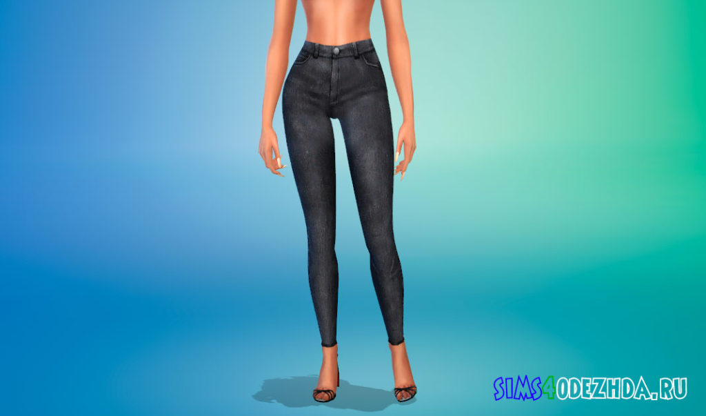 Темные джинсы с высокой талией для Симс 4 – фото 2