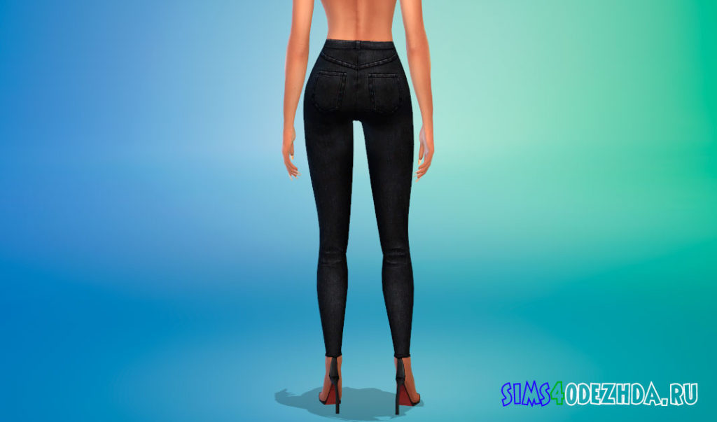 Темные джинсы с высокой талией для Симс 4 – фото 3