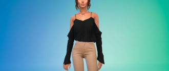 Топ с открытыми плечами и рукавами для Симс 4 – фото 1