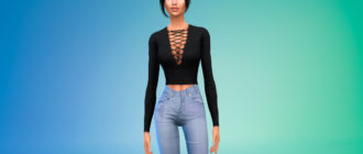 Топ со шнуровкой на груди для Симс 4 – фото 1