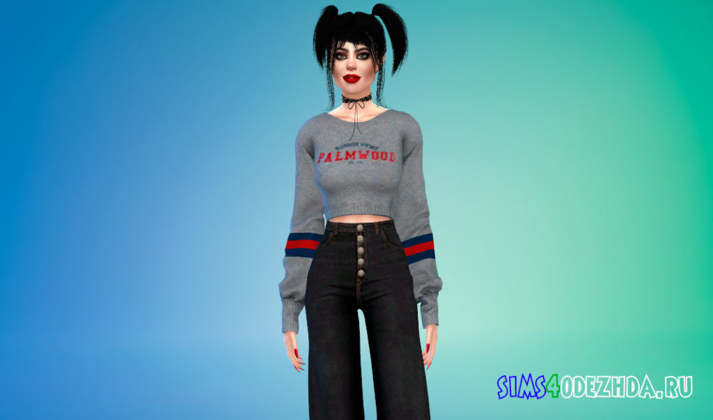 Укороченный свитер для женщин для Симс 4 – фото 2