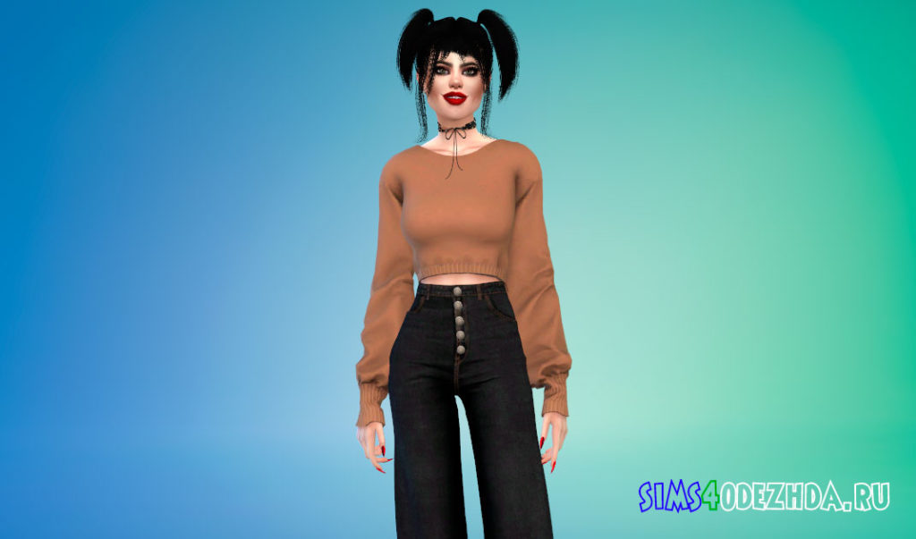 Укороченный свитер для женщин для Симс 4 – фото 3