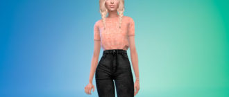 Укороченный топ с бантом на спине для Симс 4 – фото 1