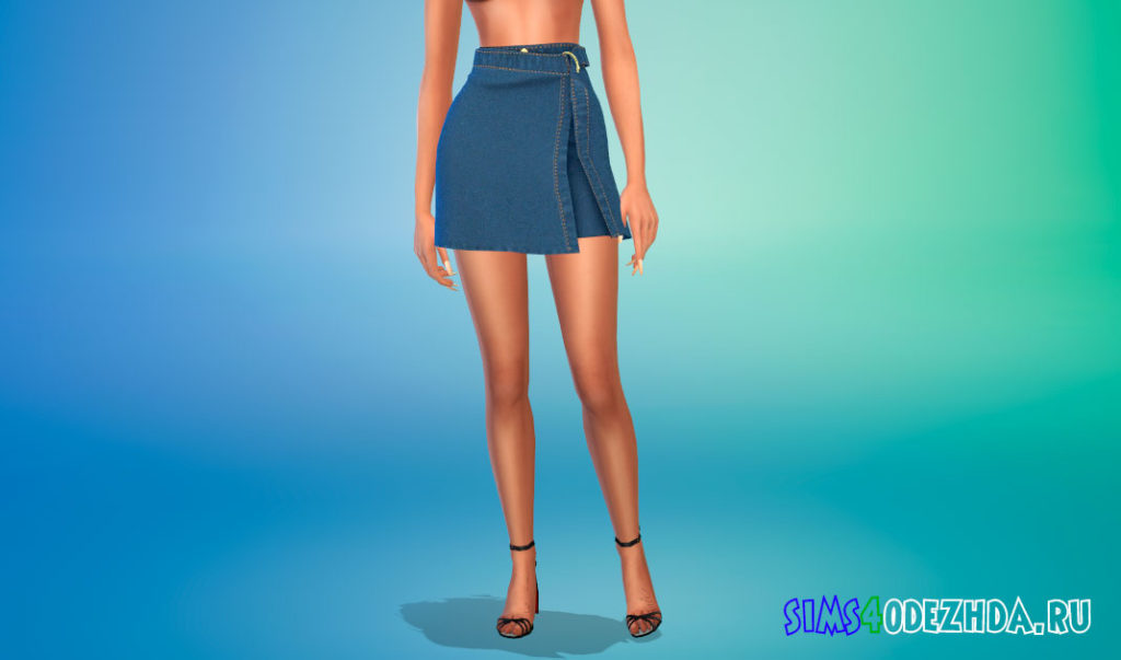 Женская джинсовая юбка для Симс 4 – фото 2