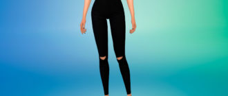 Черные джинсы с вышивкой для Симс 4 – фото 1