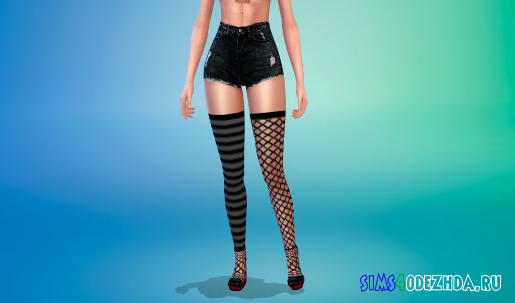 Чулки в полосу и в сетку для Симс 4 – фото 2