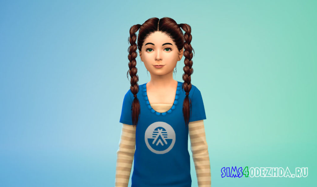 Детская прическа с косичками для Симс 4 – фото 2