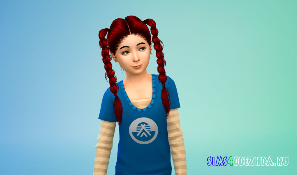 Детская прическа с косичками для Симс 4 – фото 3