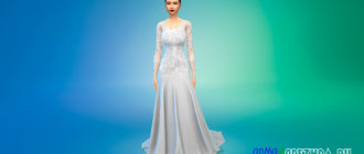 Кружевное свадебное платье с открытой спиной для Симс 4 – фото 1